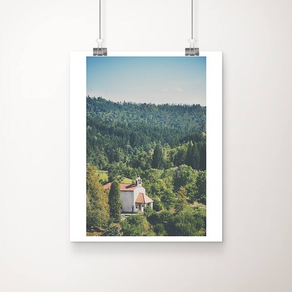 Slovenian Hillside Church Surrounded By Forest Europe Photo Poster