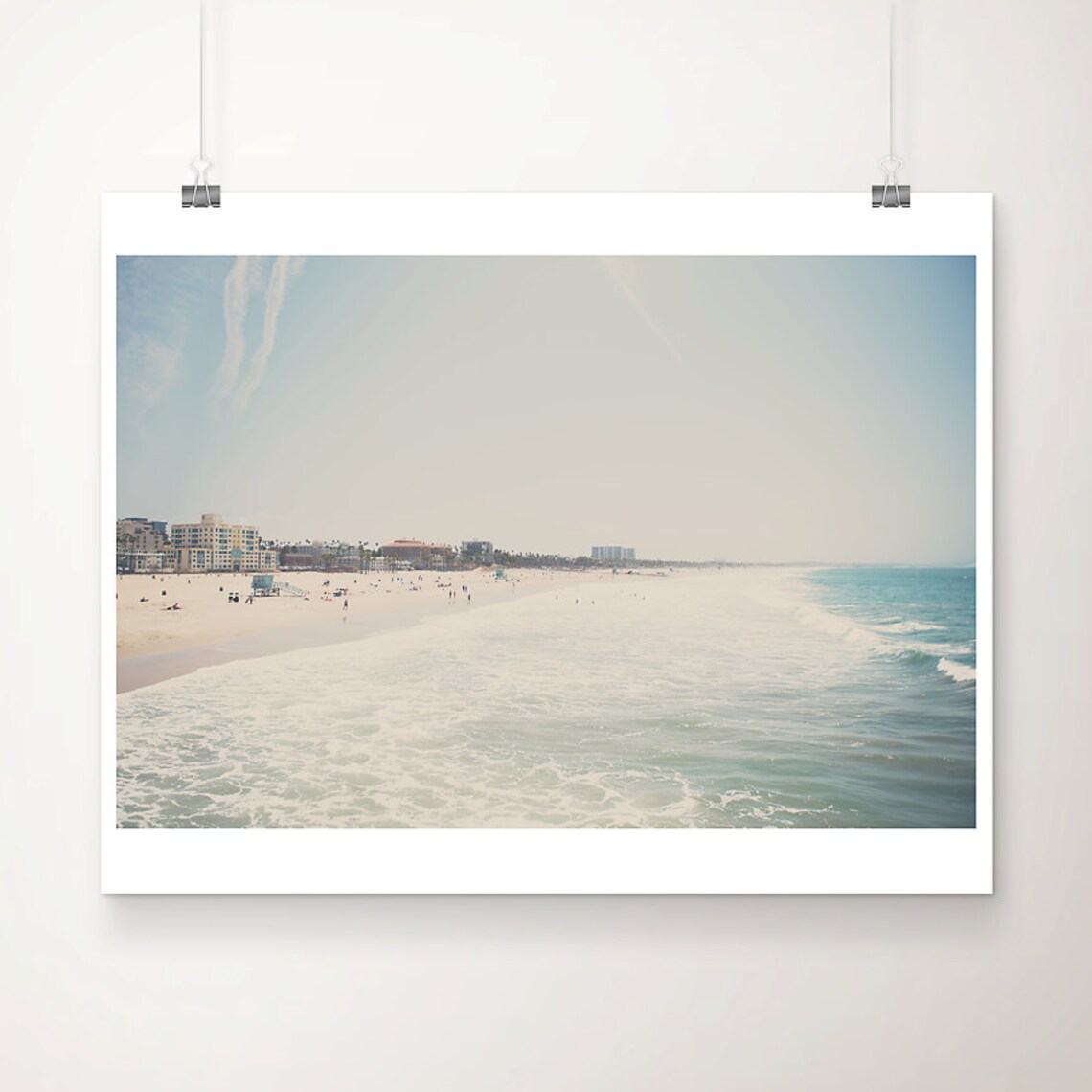 Santa Monica Aerial Beach Art Print, West Coast Decor