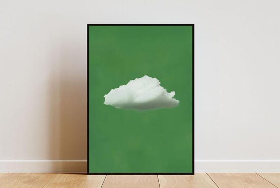 Green Cloud Poster Minimalist Wall Art Green Cloud Print Abstract Art Poster Cloud Wall Art Living Room Wall Art Cloud Print