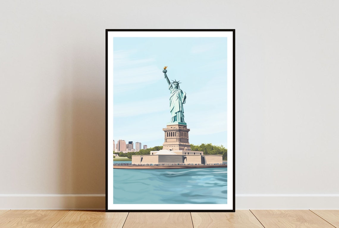 Statue Of Liberty Poster New York Print America Wall Art Statue Of Liberty Art Usa Print Statue Of Liberty Usa New York Pastel Art
