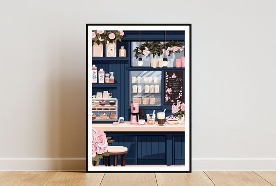 Coffee Shop Poster Kitchen Print Cafe Wall Art Bar Wall Art Bar Print Coffee Poster Flower Wall Art Kitchen Wall Art Cafe Poster