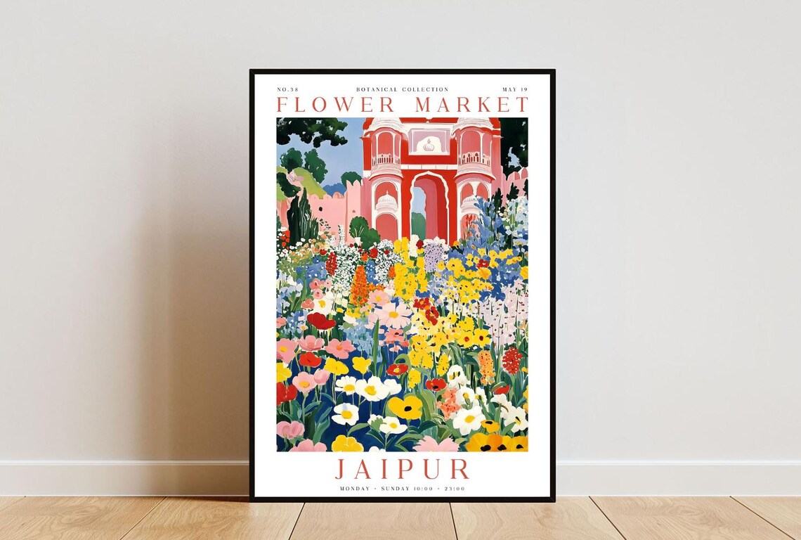 Jaipur Flower Market Pink Palace Colorful Garden Blooms Poster