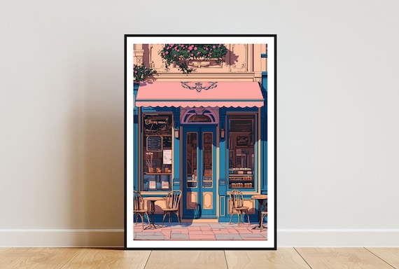 Vintage Coffee Shop Poster, Cafe Wall Art Print