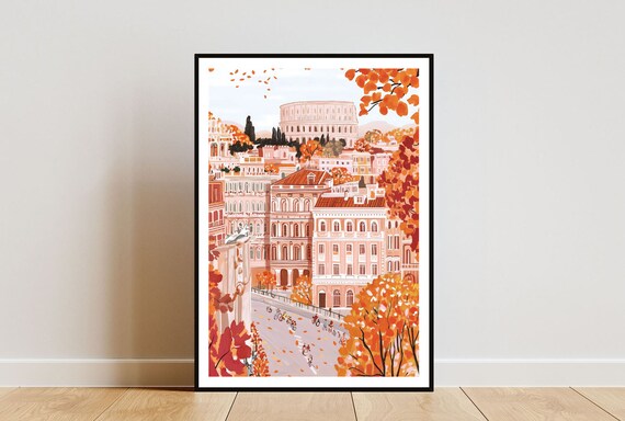 Rome Roman Colosseum Travel Poster, Italy Art Print