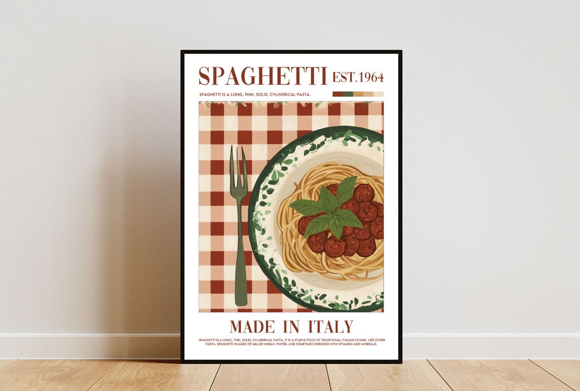 Spaghetti Est 1964 Made in Italy Vintage Retro Pasta Food Poster