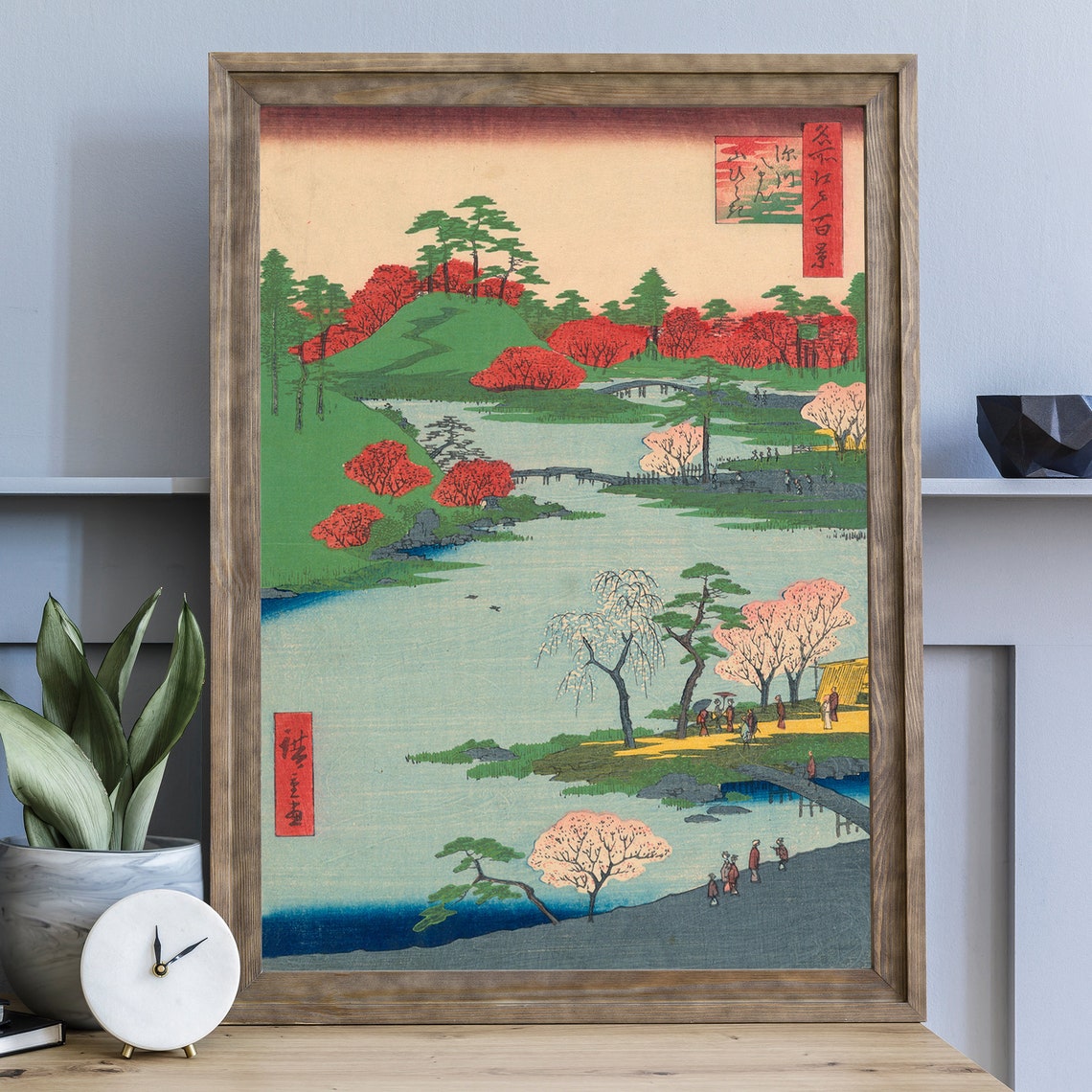 Hiroshige Autumn Maple Lake Scene Edo Japanese Woodblock Art Poster - Image 3