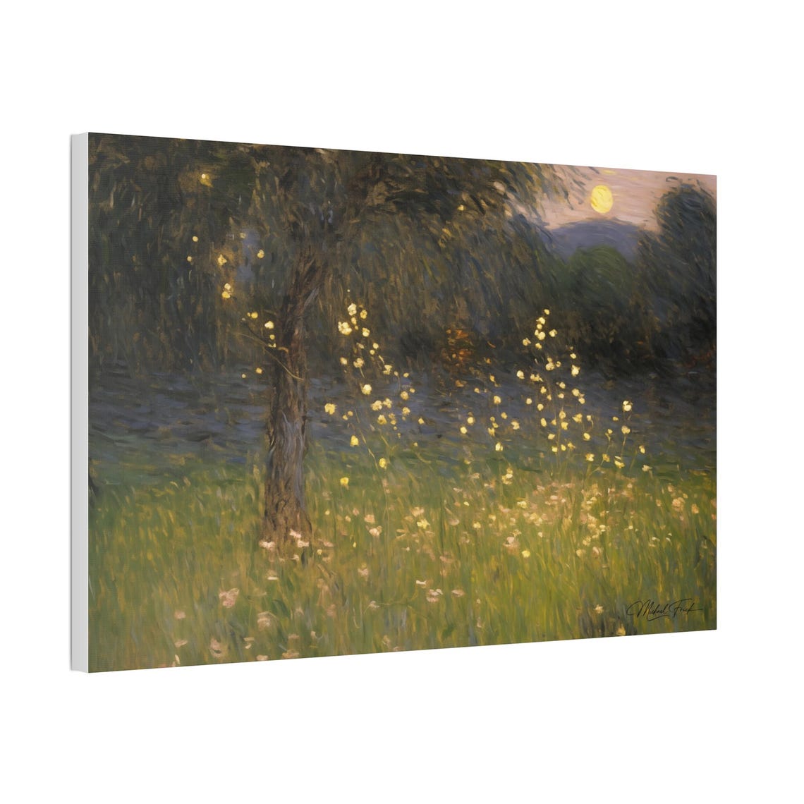 Fireflies at Twilight Moonlit Meadow Vintage Landscape Poster - Image 5
