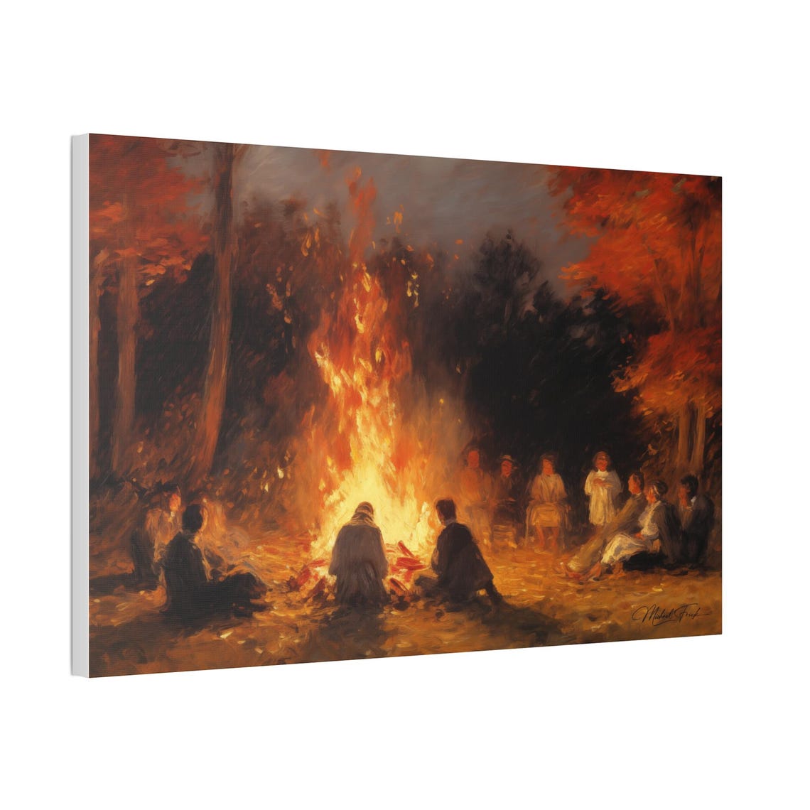 Autumn Bonfire Night Campfire Gathering Fall Warmth Scene Poster - Image 5