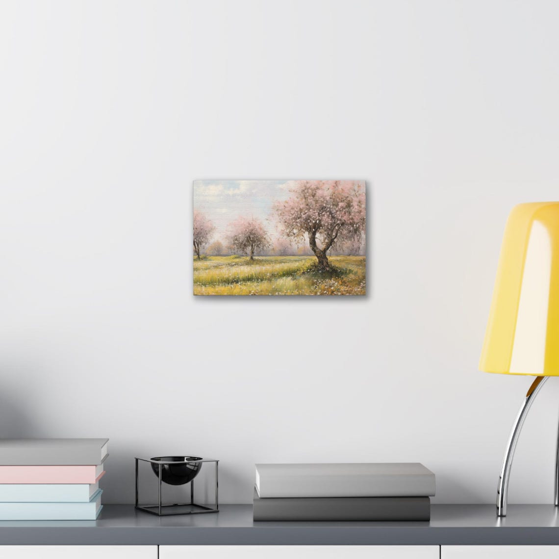 Blooming Cherry Trees Over A Golden Spring Meadow Art Poster - Image 6