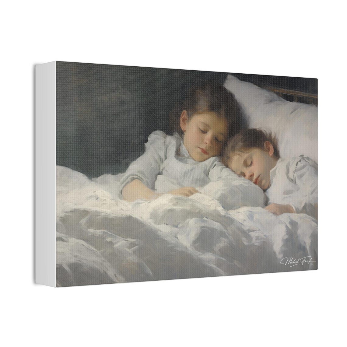 Two Sleeping Children Peaceful Night Nursery Room Decor Poster - Image 3