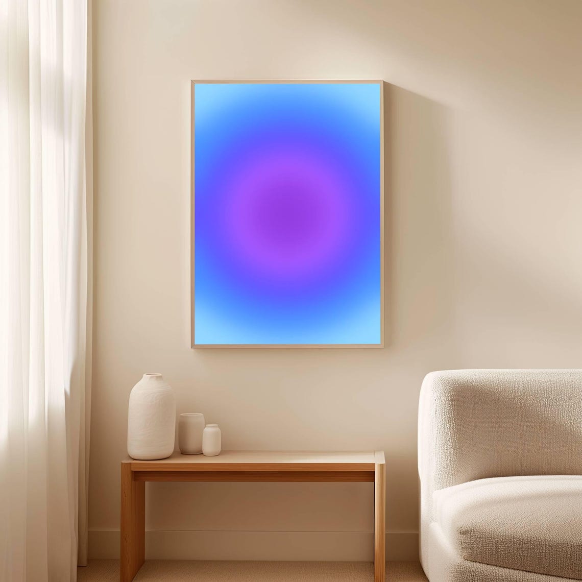 Blue Purple Aura Gradient Glow Electric Cosmic Abstract Art Poster - Image 2