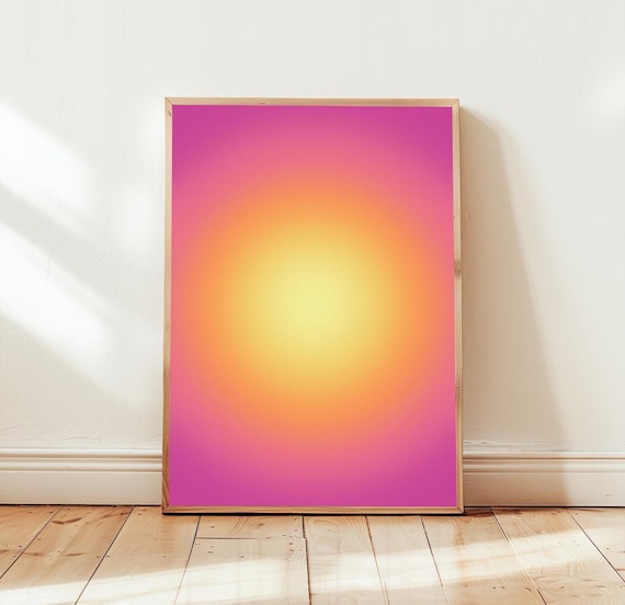 Aura Print No14 Pink And Orange Aura Trendy Wall Art Aesthetic Room Decor Gradient Art Print Spiritual Poster
