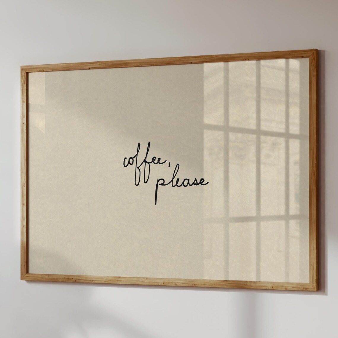 Coffee Please Handlettered Script Minimal Kitchen Quote Neutral Wall Art