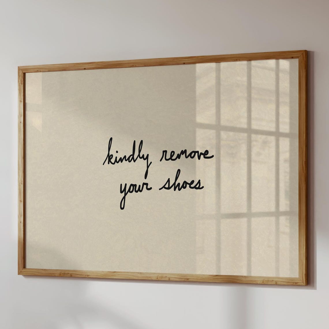 Kindly Remove Your Shoes Handwritten Script Minimalist Entryway Poster