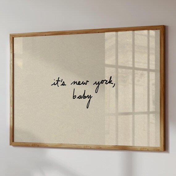 New York Art Print Handdrawn Typography Poster Nyc Apartment Decor Digital Download Horizontal