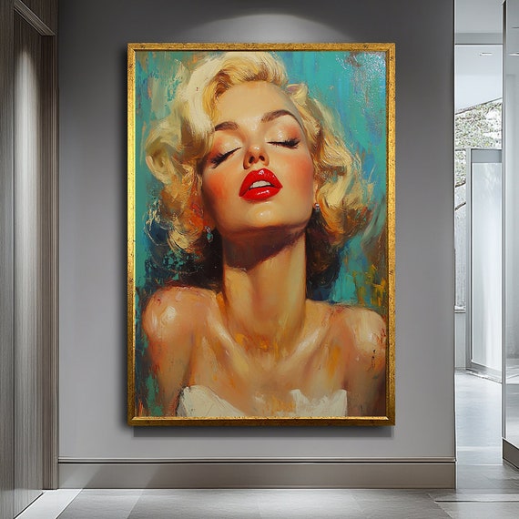 Abstract Blonde Woman With Red Lips Art Print