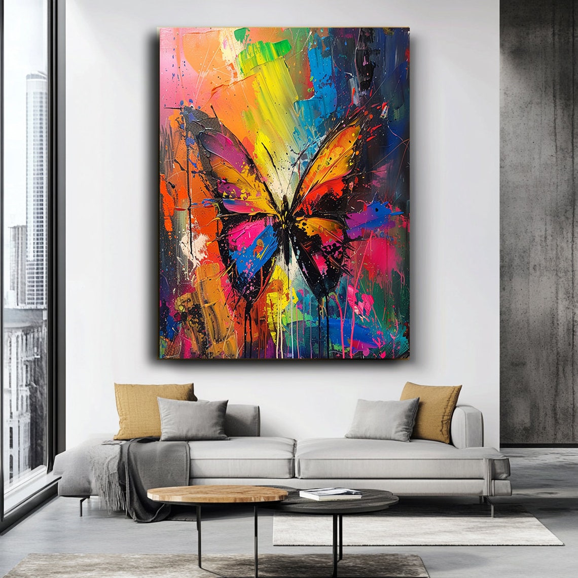Colorful Butterfly Abstract Vibrant Rainbow Splatter Art Poster - Image 3