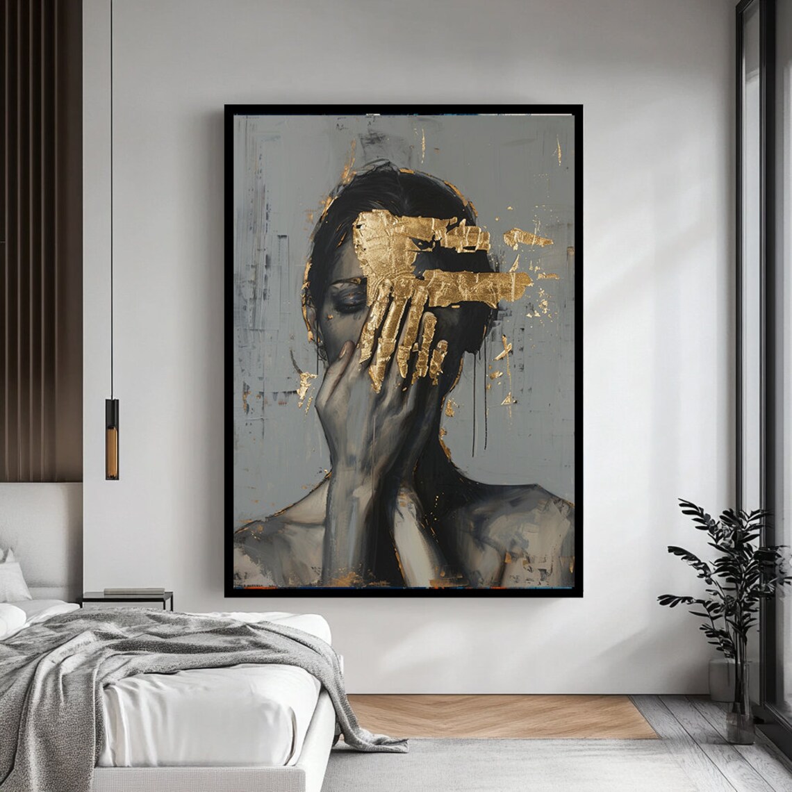 Abstract Woman, Modern Black and Gold Art Print - Image 4