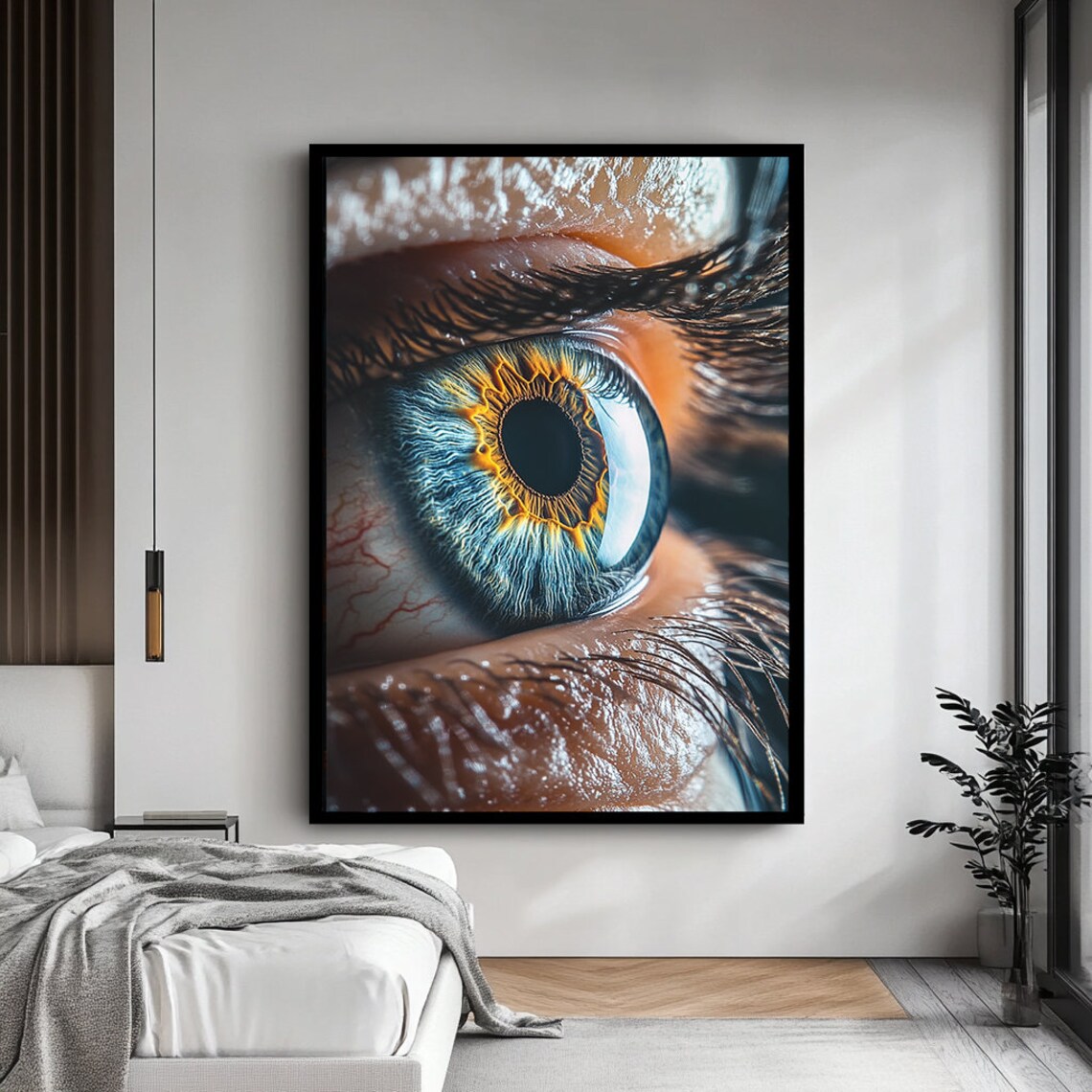Extreme Close Up Of A Blue And Gold Human Eye Macro Photography Poster - Image 3