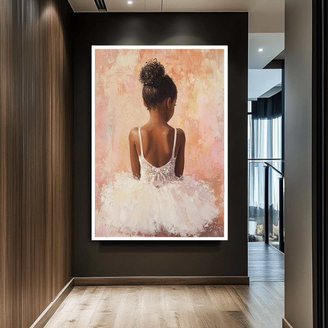 Little Ballerina Back View White Tutu Dreamy Ballet Girl Room Wall Art - Image 2