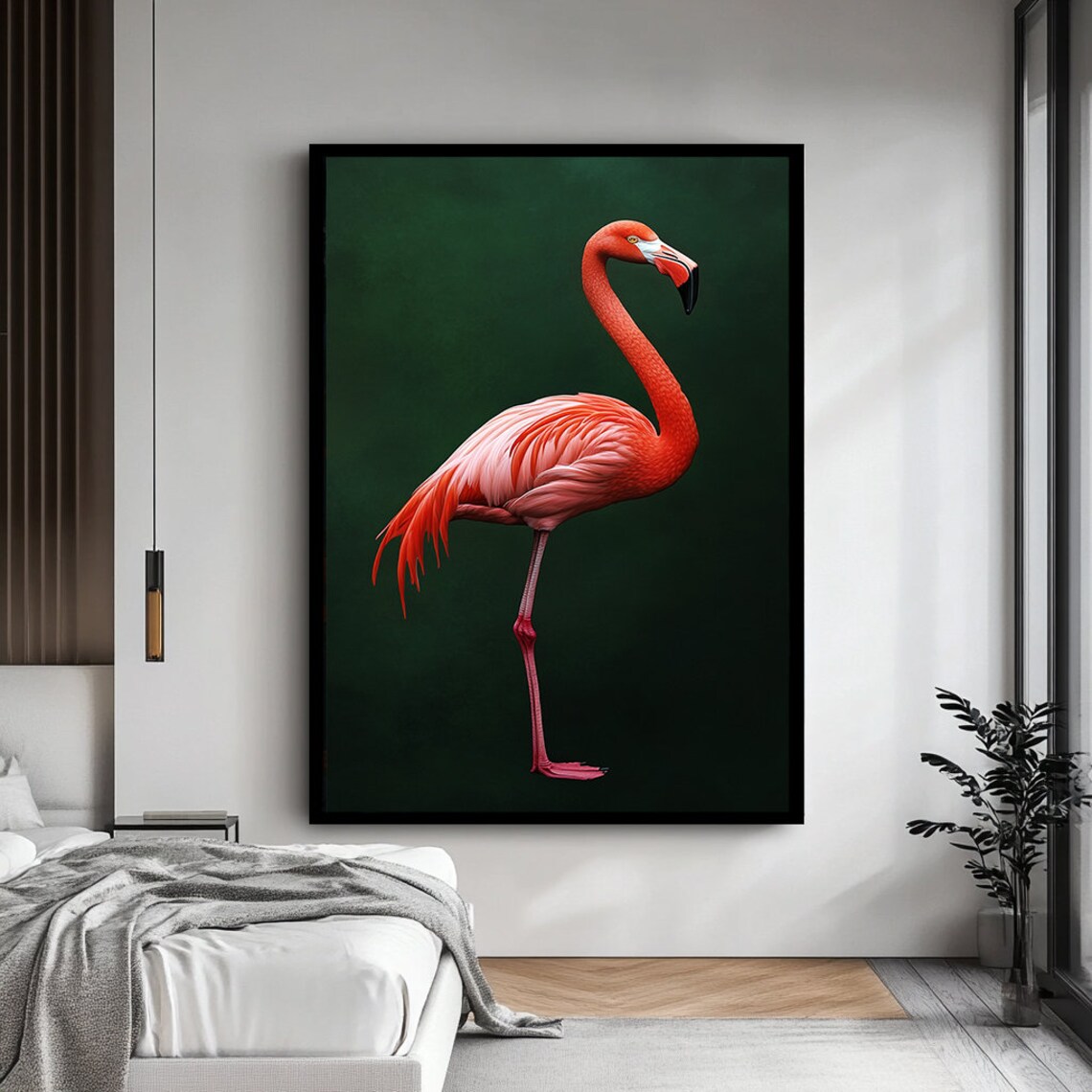 Pink Flamingo Wall Art, Modern Tropical Bird Print - Image 4