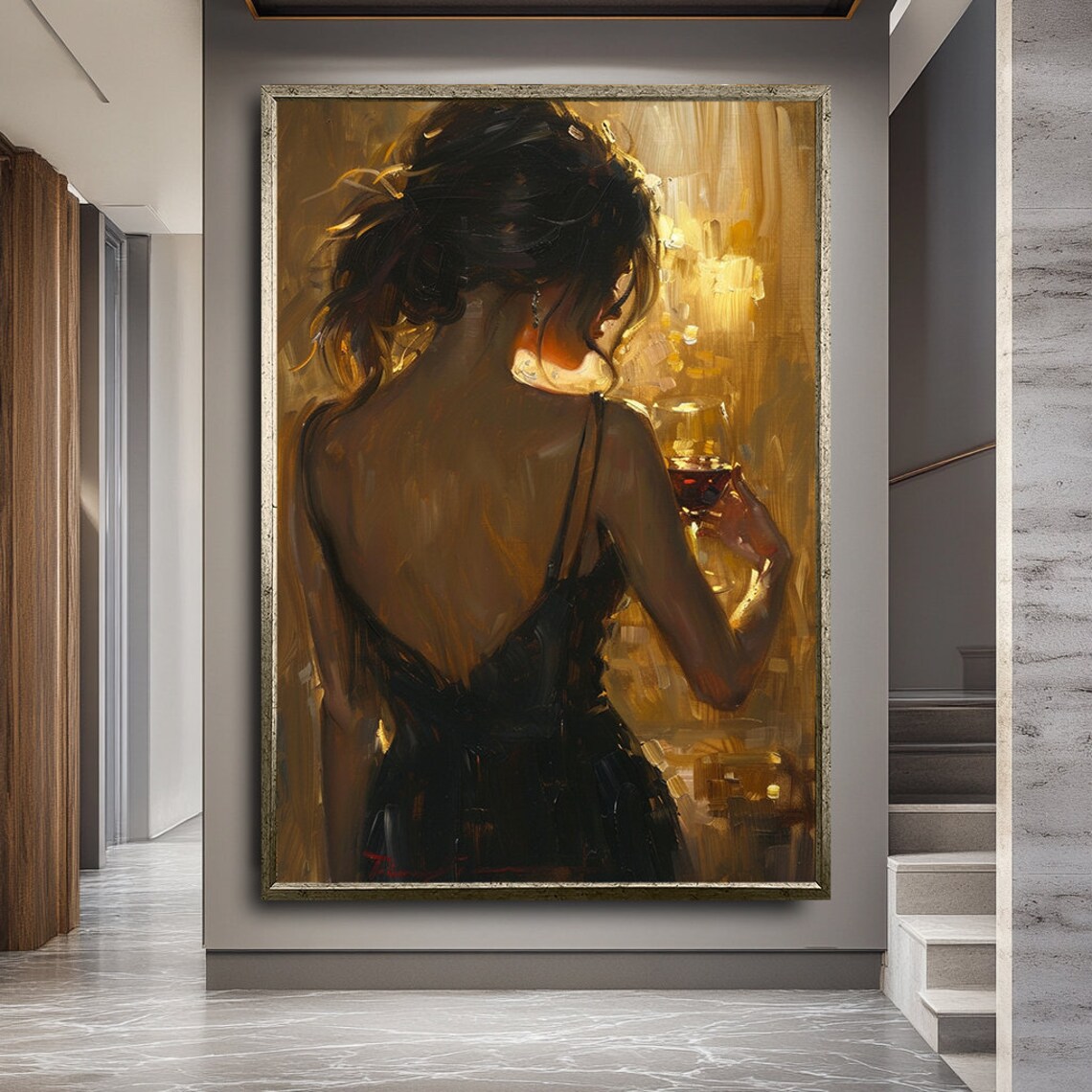 Woman Holding Glass, Modern Glamour Wall Art Print - Image 2