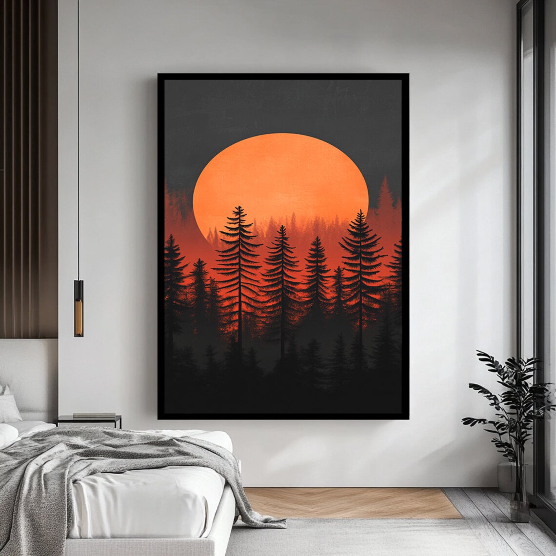 Sunset Landscape Art Print, Nature Inspired