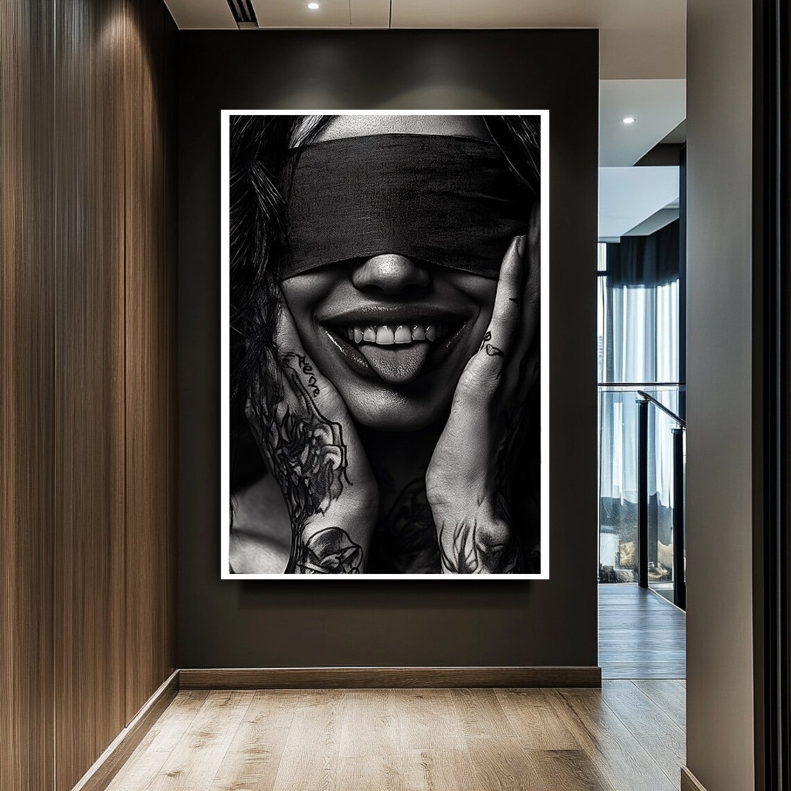 Blindfolded Woman Portrait, Modern Wall Art Print - Image 2