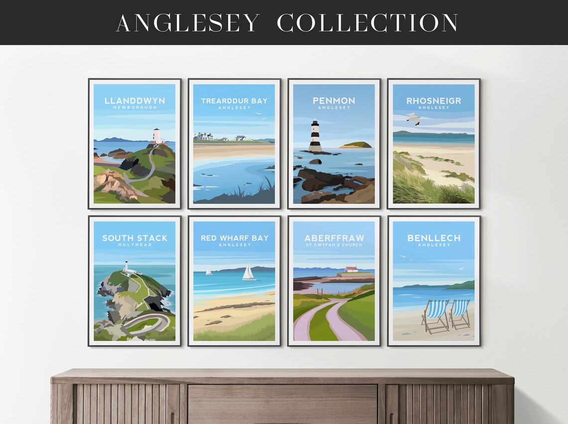 Newborough Anglesey Travel Poster, North Wales Coastal - Image 2