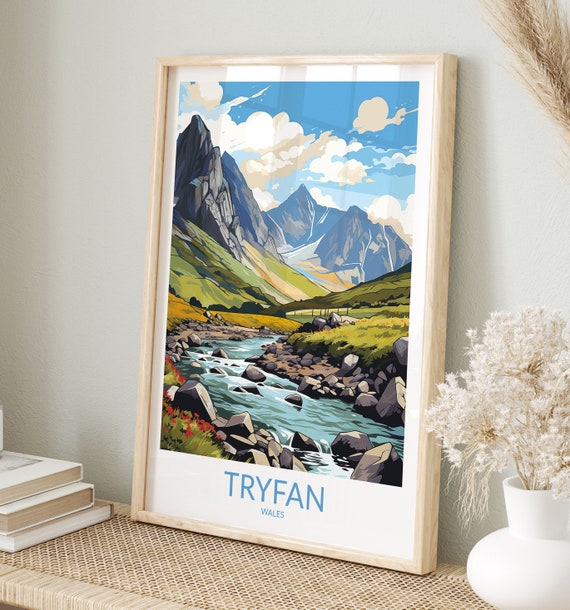 Tryfan Print No 2 Tryfan Poster Tryfan Wall Art Tryfan Art Print Tryfan Artwork Tryfan Travel Gift Wales Print Wales Poster