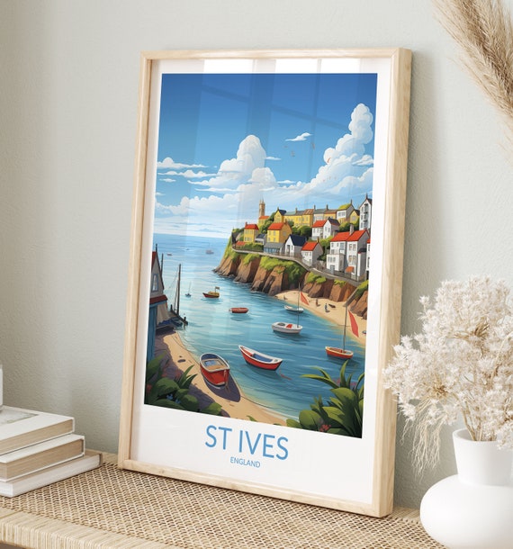 St Ives Print No 4 St Ives Poster England St Ives Wall Art St Ives Art Print St Ives Artwork St Ives Travel Gift United Kingdom