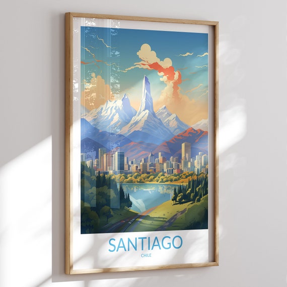 Santiago Print No 3 Santiago Poster Santiago Wall Art Santiago Art Print Santiago Artwork Santiago Travel Gift Chile Print Home Decor