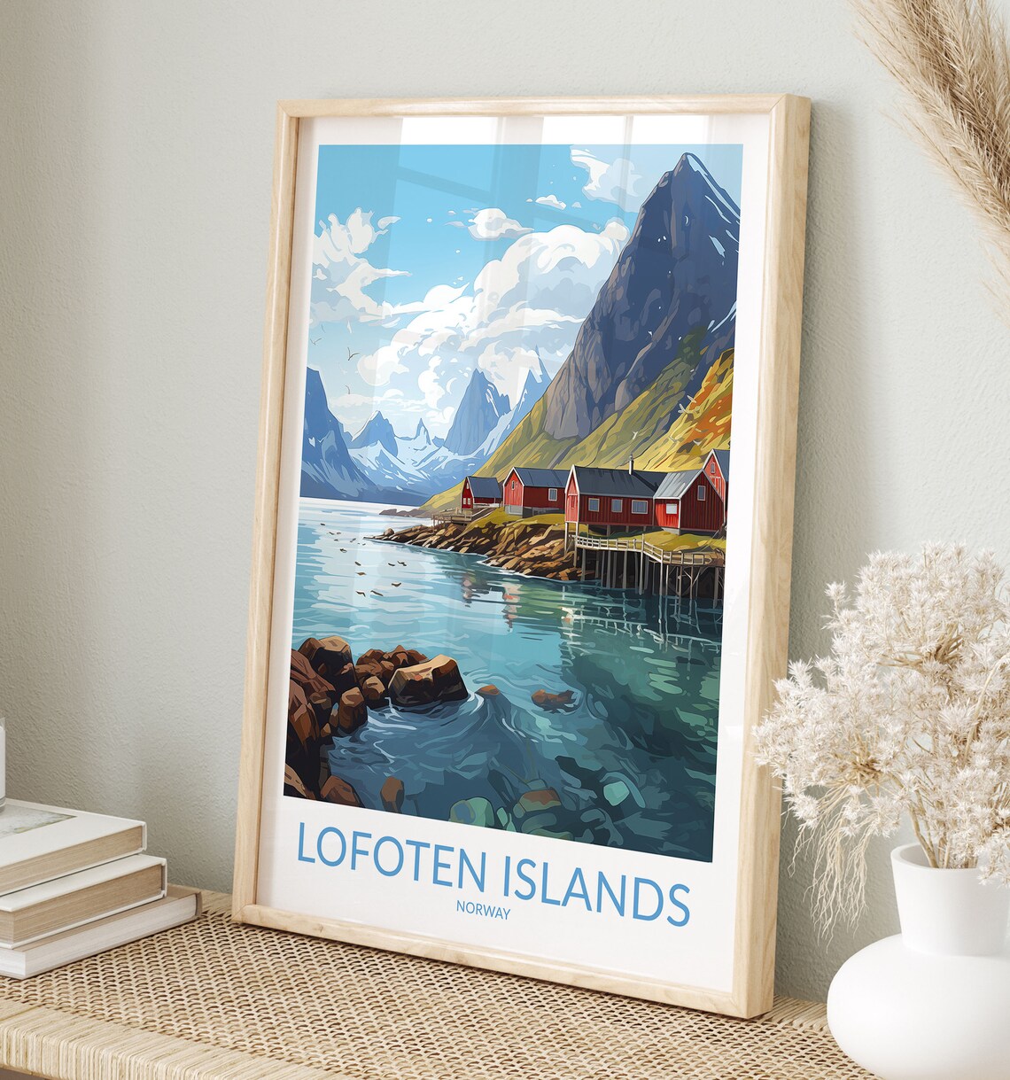 Lofoten Islands Norway Turquoise Cove Stilt Cabins Fjord Poster