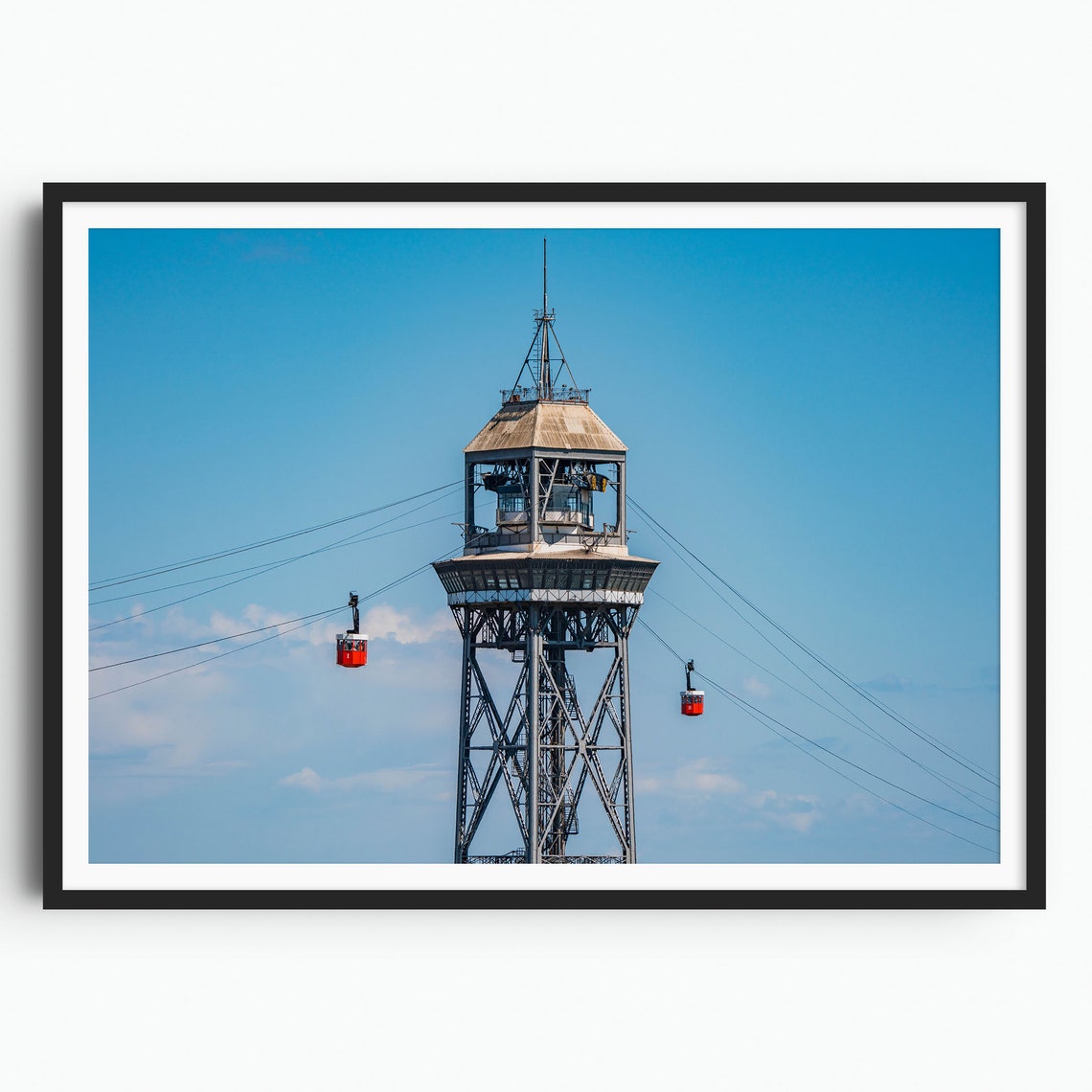 Barcelona Print Port Vell Aerial Tramway Catalonia Spain Barcelona Photo Travel Poster Travel Gift Fine Art Photography Sunny Day
