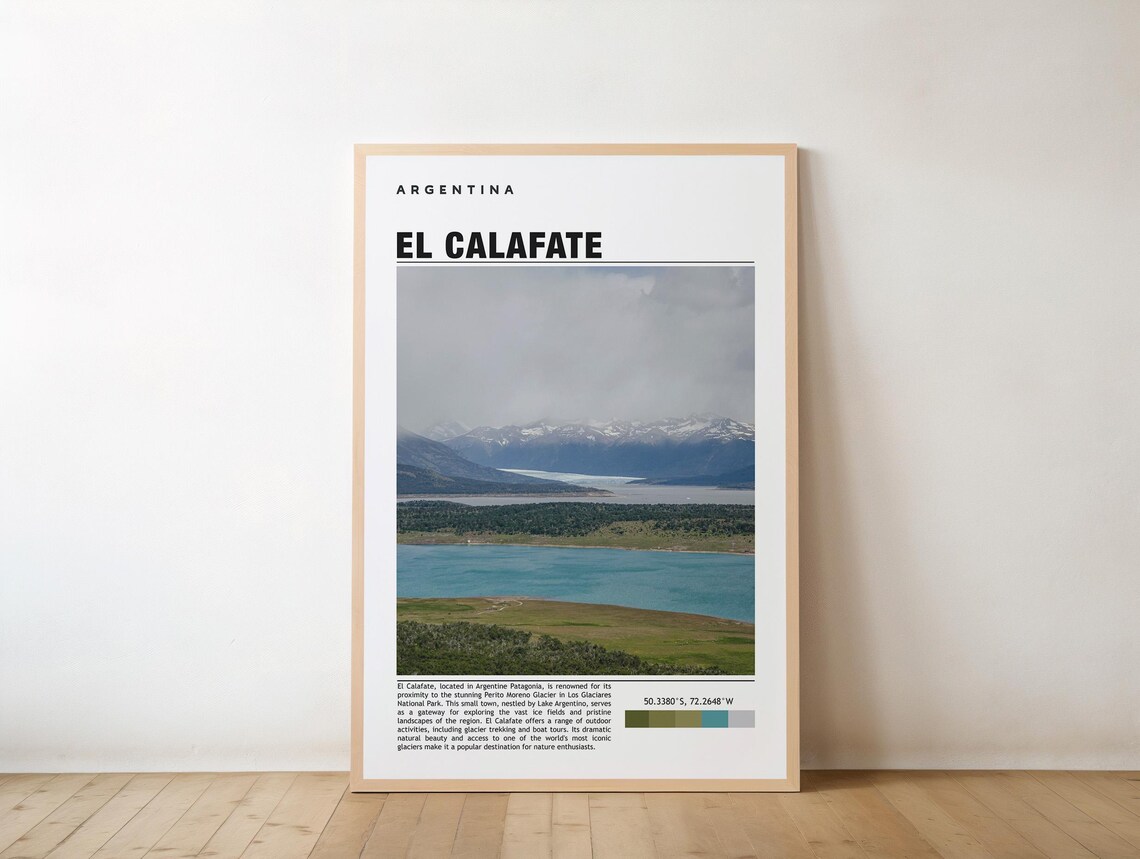 El Calafate Argentina Travel Poster Glacier Lake Landscape Photo