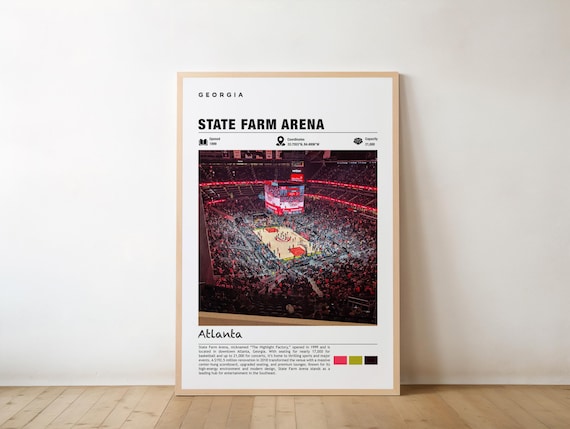 State Farm Arena Atlanta 1999 Basketball Game Night Interior Poster
