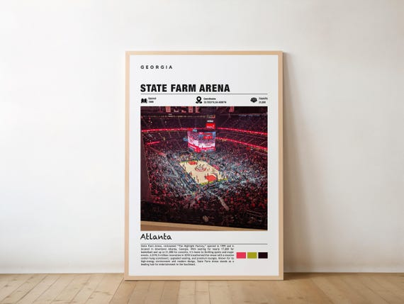 State Farm Arena Print Georgia Poster Atlanta Views Art Urban Charm Basketball Sports Venue City Landmarkatlanta