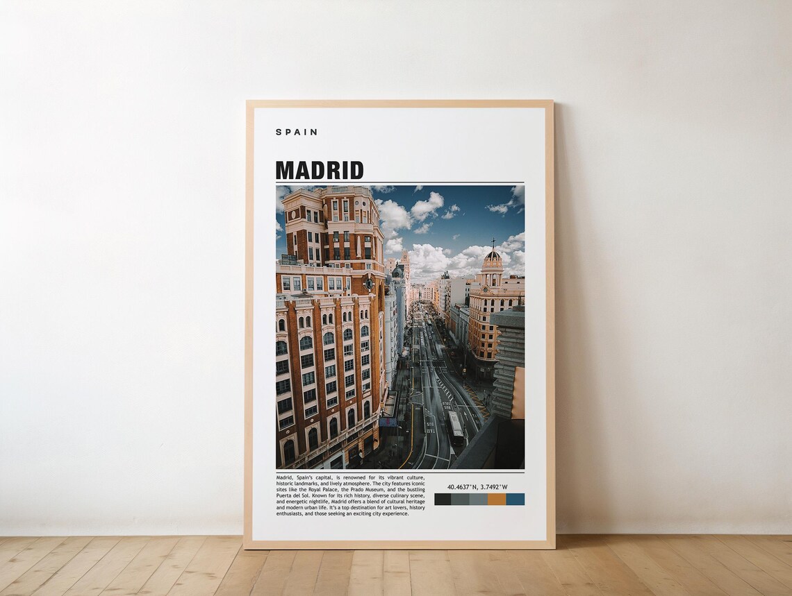 Madrid Spain Gran Via Metropolis Building Photo Travel Poster