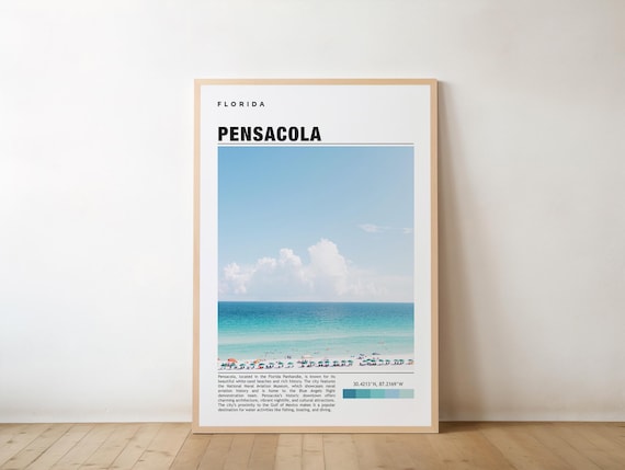 Pensacola Florida Gulf Coast Beach Umbrellas Travel Photo Poster