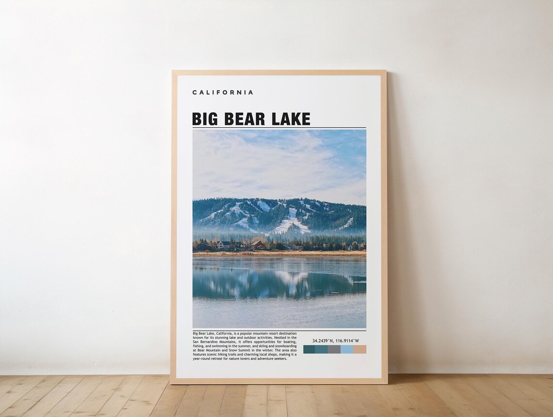 Big Bear Lake California Mountain Resort Scenic Travel Poster