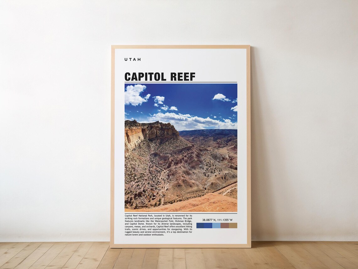 Capitol Reef National Park Utah Red Rock Desert Photo Travel Print