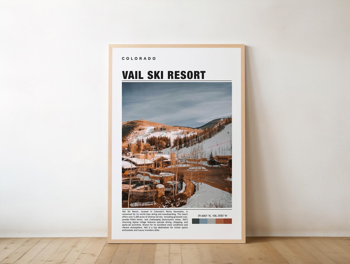 Vail Ski Resort Colorado Snowy Slopes Village Photo Travel Poster