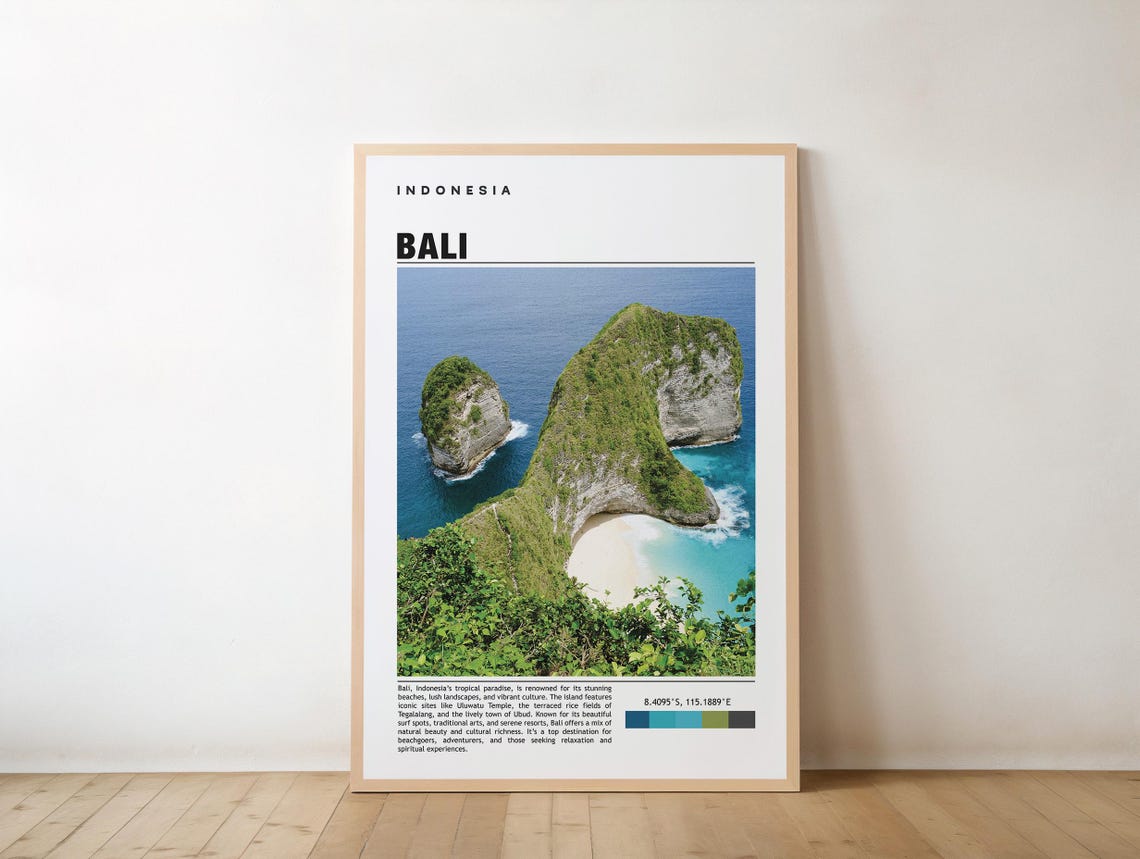 Bali Indonesia Kelingking Beach Cliffs Cove Photo Travel Poster