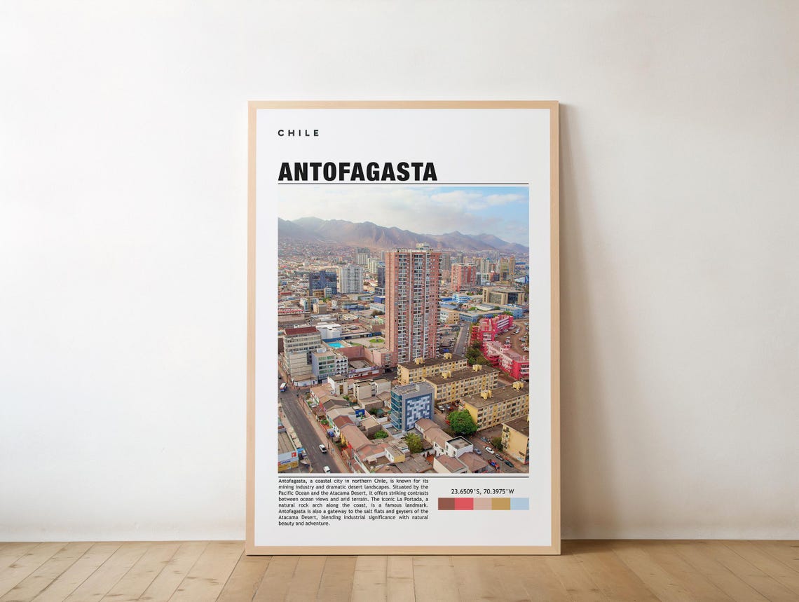 Antofagasta Chile Travel Poster Coastal Desert City View Photo