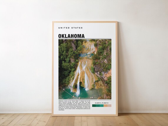 Oklahoma Waterfall Photo Minimalist United States Travel Print