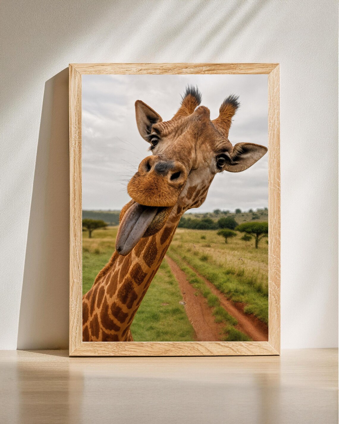Funny Giraffe Tongue Out Safari Wildlife Humor Animal Poster