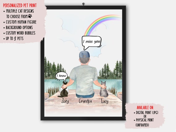 Personalized Cat Memorial Print, For Dad Lovers