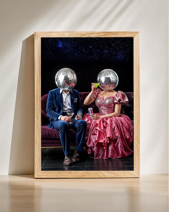Disco Ball Heads Retro Party Art Print