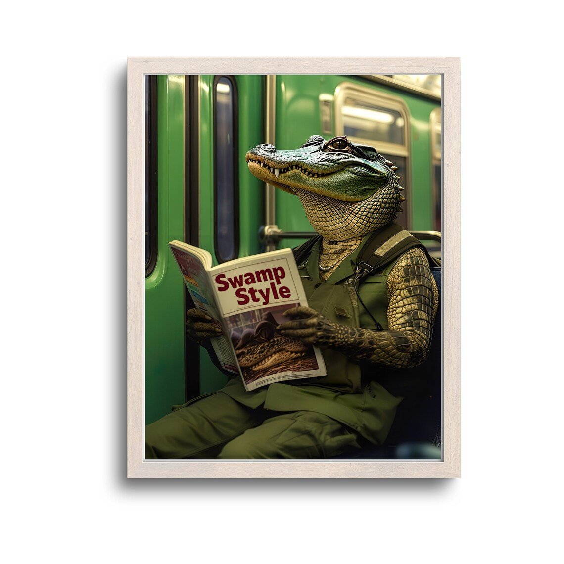 Crocodile In Ny Subway - Whimsical Animals Art Print