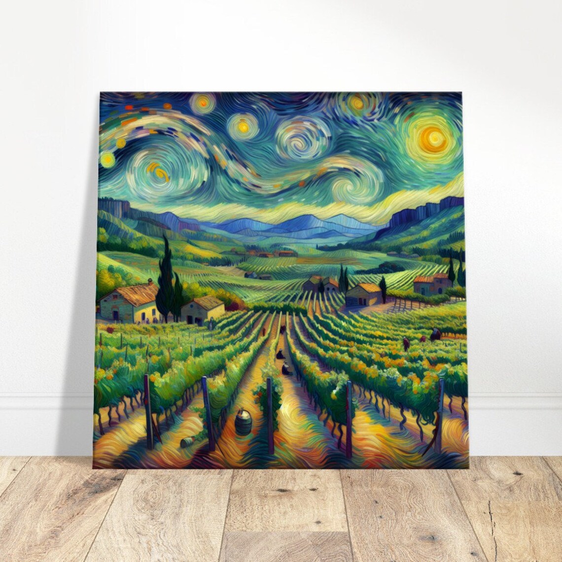 Tuscan Vineyard Serenade Rolling Hills Under a Starry Night Poster - Image 4